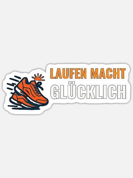 Laufen macht glücklich Motiv. - Sticker Größe S (10 x 10 cm) - Mattweiß