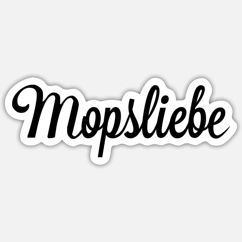 Mopsliebe - Sticker Größe S (10 x 10 cm) - Mattweiß