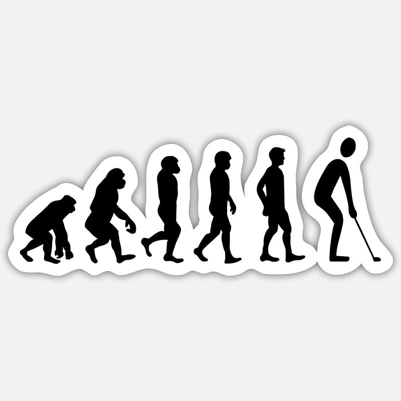 Golf de l’évolution - Sticker taille S (10 x 10 cm) - blanc mat