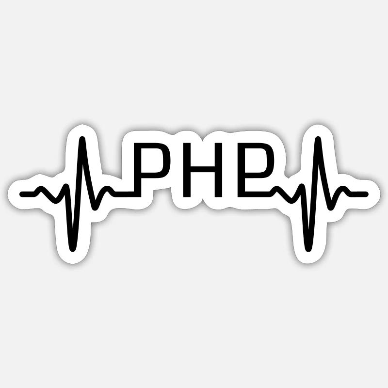 PHP Herzschlag - Sticker Größe S (10 x 10 cm) - Mattweiß
