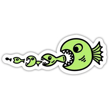 Fish eat Fish eat Fish eat fish - Sticker size S (10 x 10 cm) - white matte - Front