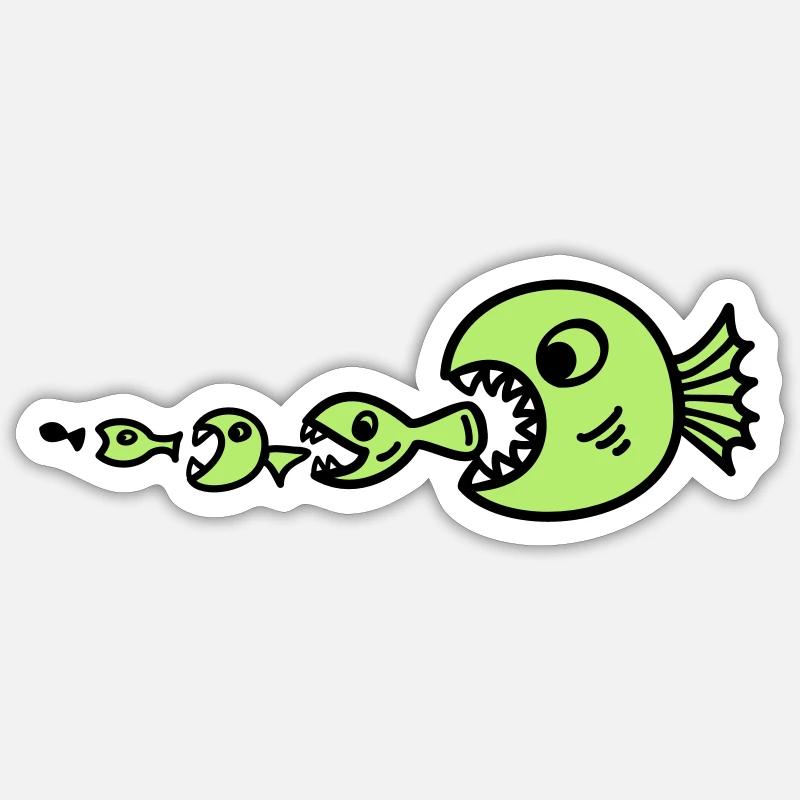 Poisson manger Poisson manger Poisson manger poisson Sticker taille S (10 x 10 cm)