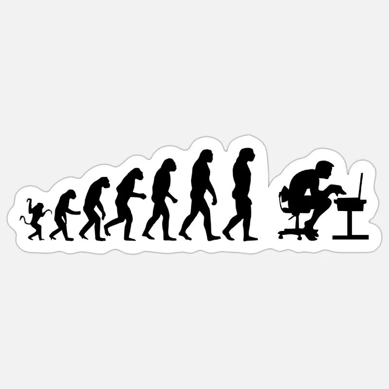 Computer Evolution - Sticker Größe S (10 x 10 cm) - Mattweiß