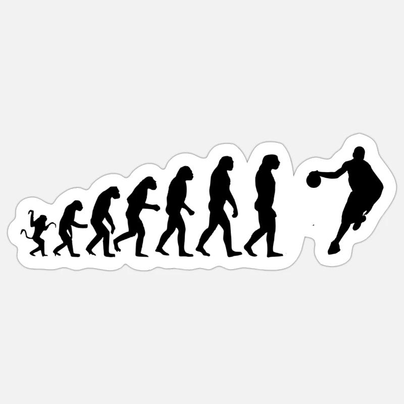 Evolution du basketteur - Sticker taille S (10 x 10 cm) - blanc mat