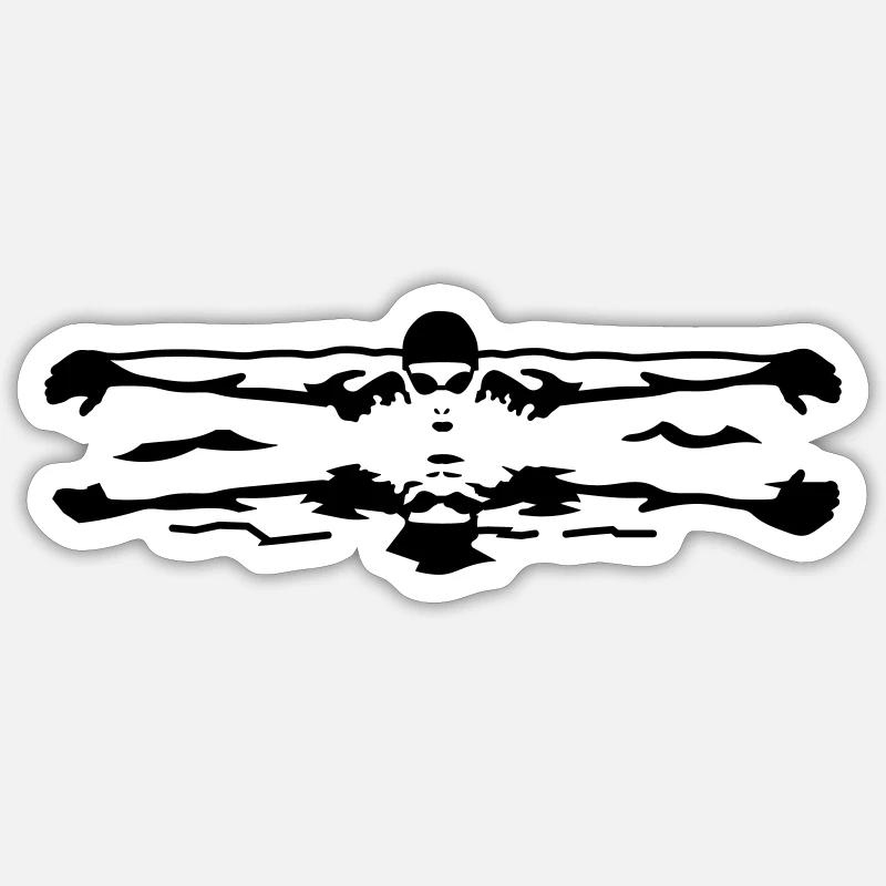 schwimmer - Sticker taille S (10 x 10 cm) - blanc mat