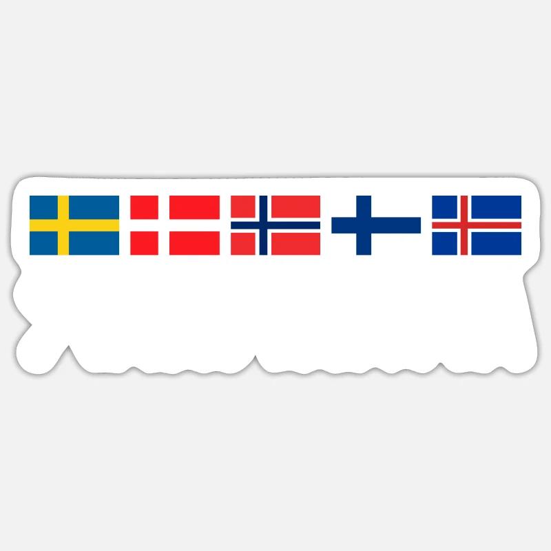 DRAPEAUX SCANDINAVIA | Idée cadeau Pays nordiques - Sticker taille S (10 x 10 cm) - blanc mat
