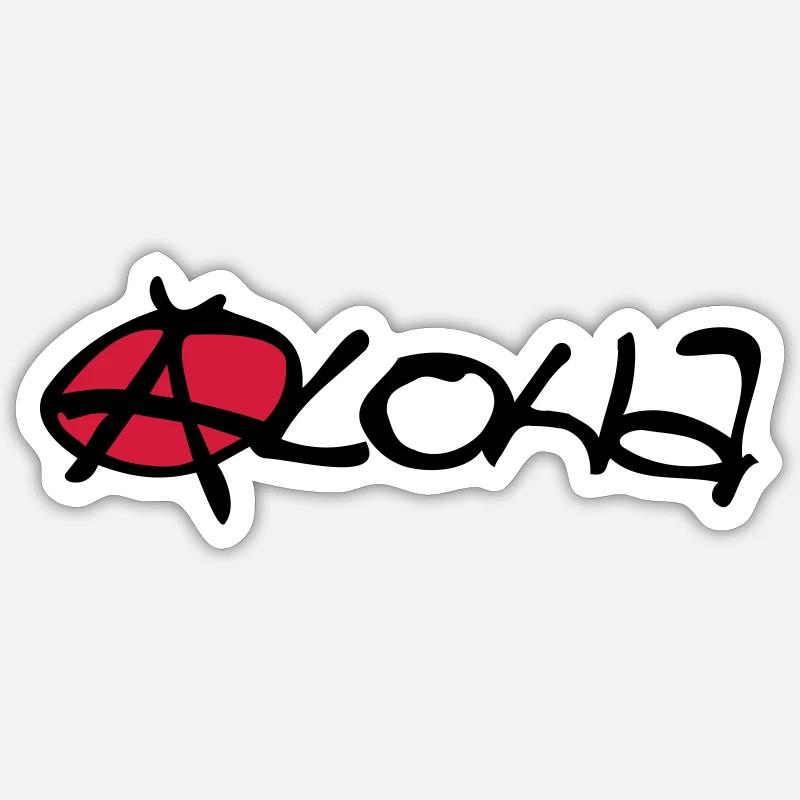 aloha - Sticker Größe S (10 x 10 cm) - Mattweiß