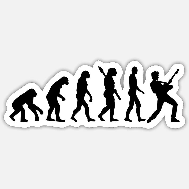 Évolution Musicien - Sticker taille S (10 x 10 cm) - blanc mat
