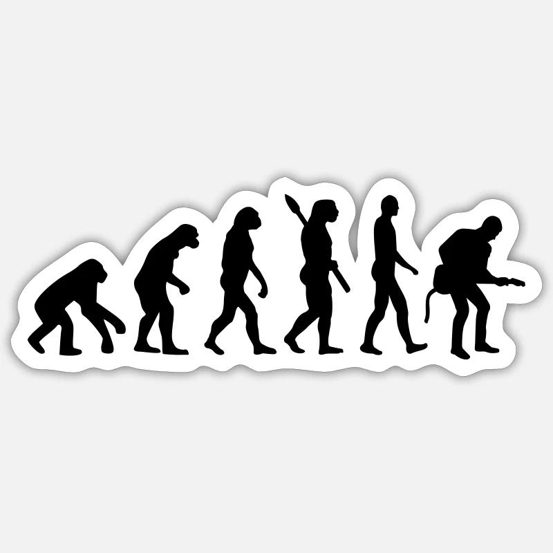 Evolution Rock Musiker - Sticker Größe S (10 x 10 cm) - Mattweiß