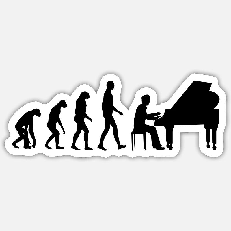 piano evolution - Sticker taille S (10 x 10 cm) - blanc mat