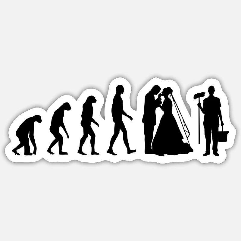 Evolution Hochzeit - Sticker Größe S (10 x 10 cm) - Mattweiß