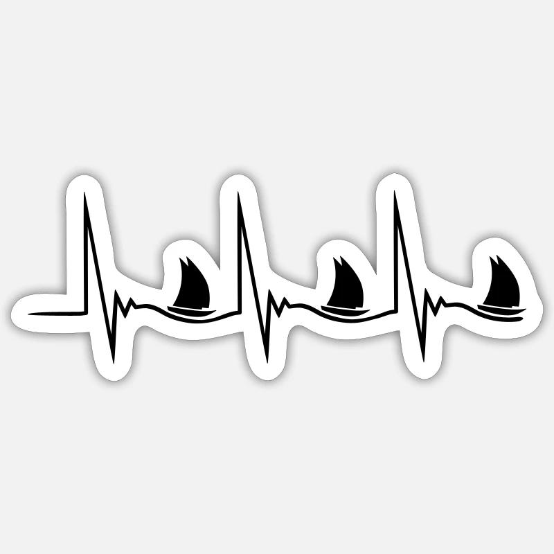 Sailing Heartbeat - Sticker taille S (10 x 10 cm) - blanc mat