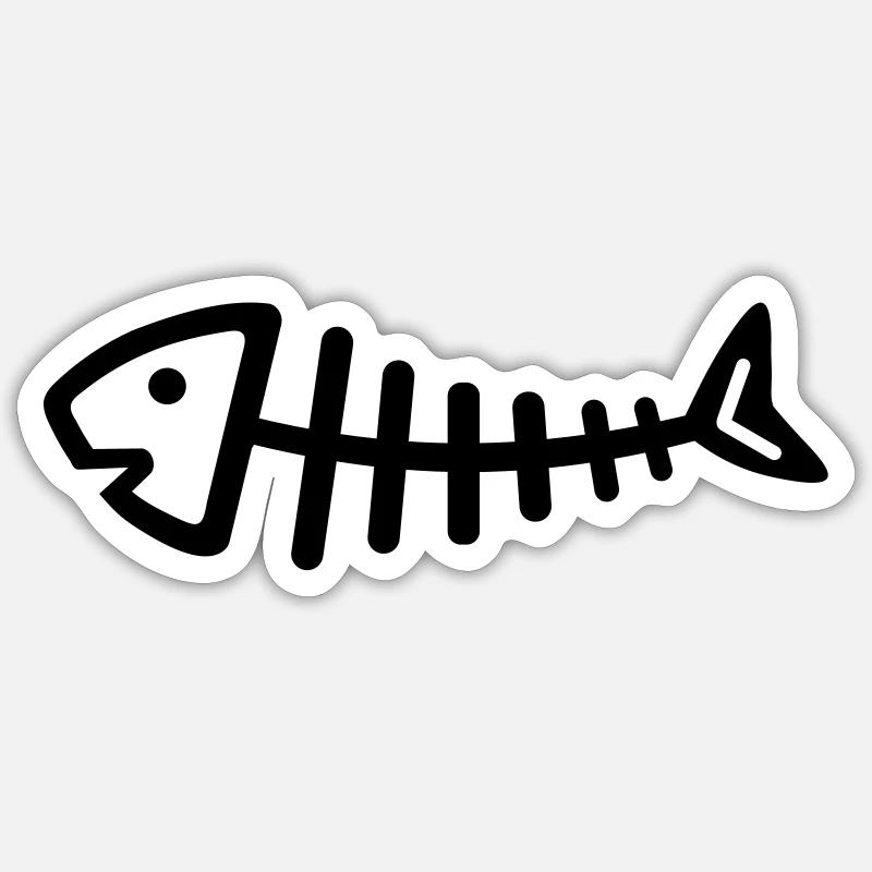Fishbone - Sticker size S (10 x 10 cm) - white matte