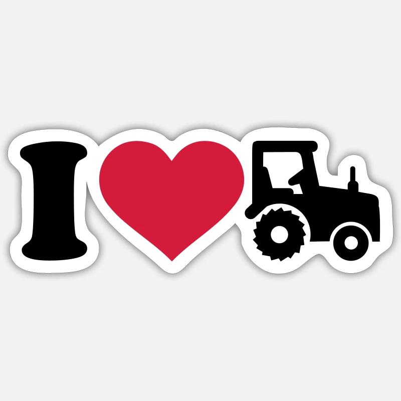 I love Tractor - Sticker size S (10 x 10 cm) - white matte