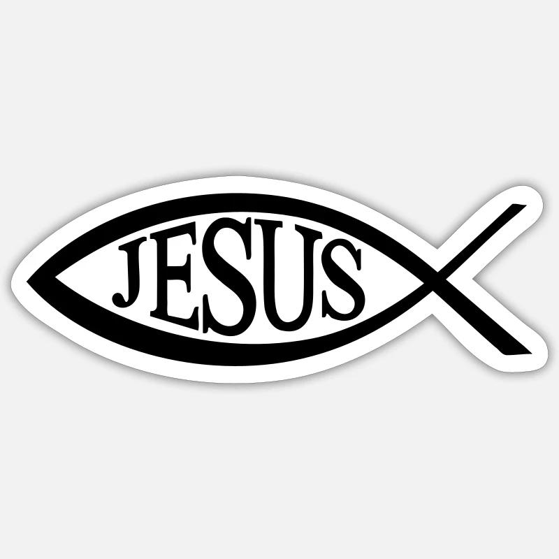 Jesus Fish - Sticker size S (10 x 10 cm) - white matte