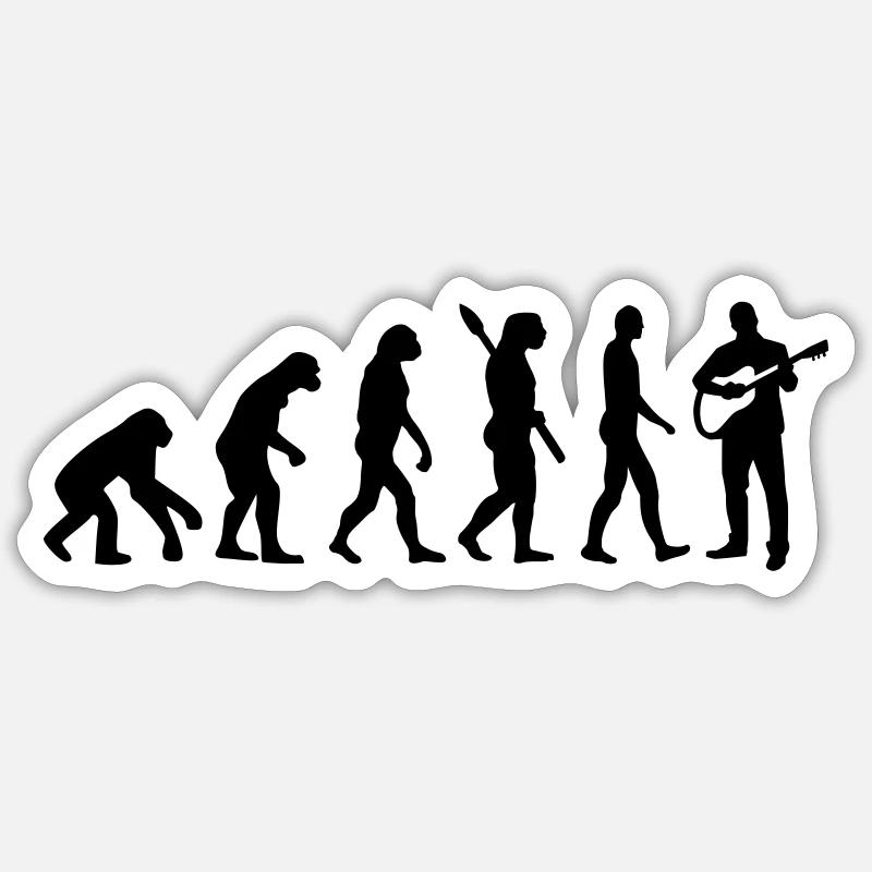 Evolution Guitare - Sticker taille S (10 x 10 cm) - blanc mat