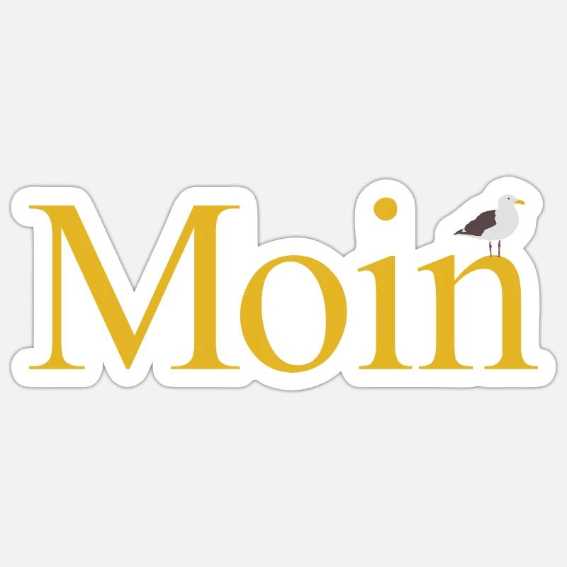 Moin mit Möwe - Sticker Größe S (10 x 10 cm) - Mattweiß