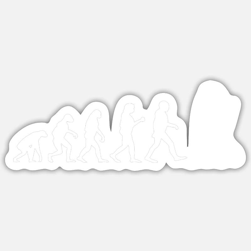 Evolution Hiking Wandern - Sticker Größe S (10 x 10 cm) - Mattweiß