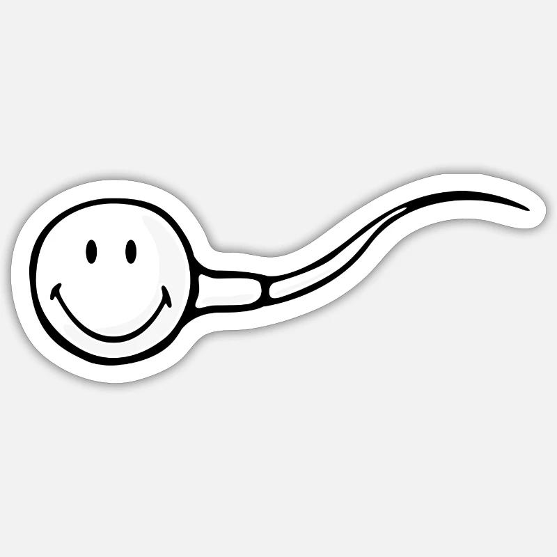 Smiley Sperm - Sticker size S (10 x 10 cm) - white matte