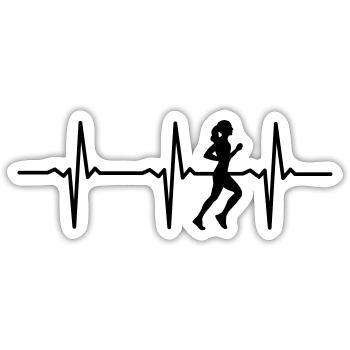 Heartbeat Running - Sticker Größe S (10 x 10 cm) - Mattweiß - Vorne