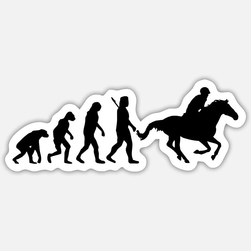 Evolution Reiten - Sticker Größe S (10 x 10 cm) - Mattweiß