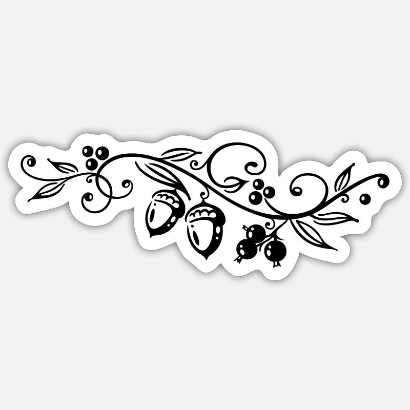 Eicheln Eichenblätter Herbst Wandern - Sticker Größe S (10 x 10 cm) - Mattweiß