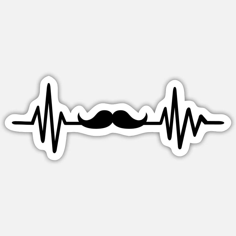 Schnurrbart - Sticker Größe S (10 x 10 cm) - Mattweiß