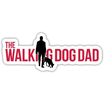 Le père chien qui marche - Sticker taille S (10 x 10 cm) - blanc mat - Devant
