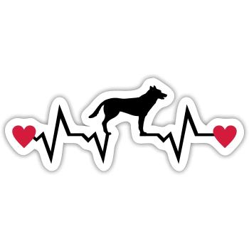 Heartbeat & Dog, German Shepherd - Sticker taille S (10 x 10 cm) - blanc mat - Devant