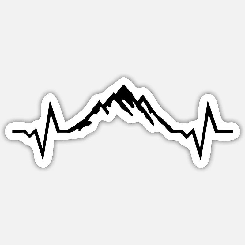 Mountain Heartbeat, Mountains - Sticker formato S (10 x 10 cm) - bianco opaco