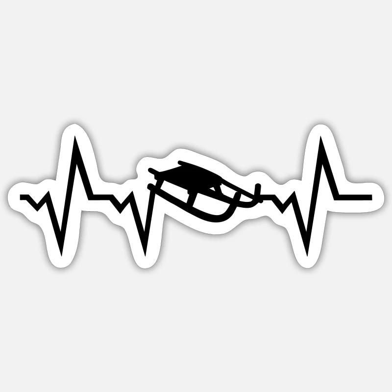 Sledge, Sled & Heartbeat - Sticker size S (10 x 10 cm) - white matte