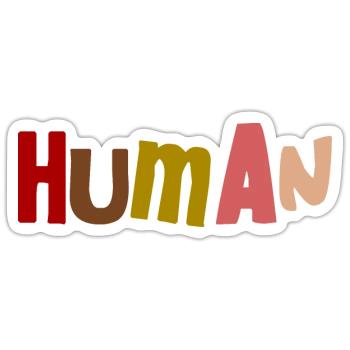 Justice humaine contre le racisme Humain - Sticker taille S (10 x 10 cm) - blanc mat - Devant