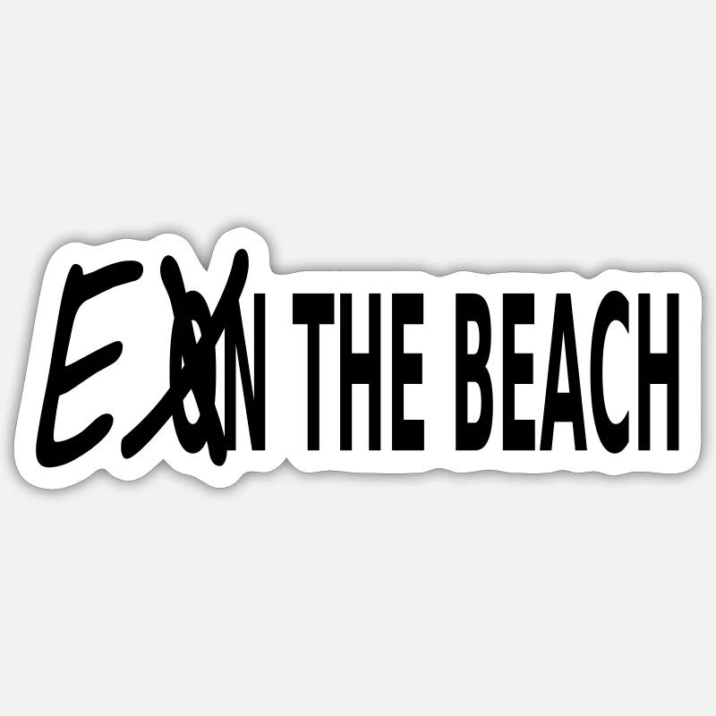 EX SUR LA PLAGE - Sticker taille S (10 x 10 cm) - blanc mat