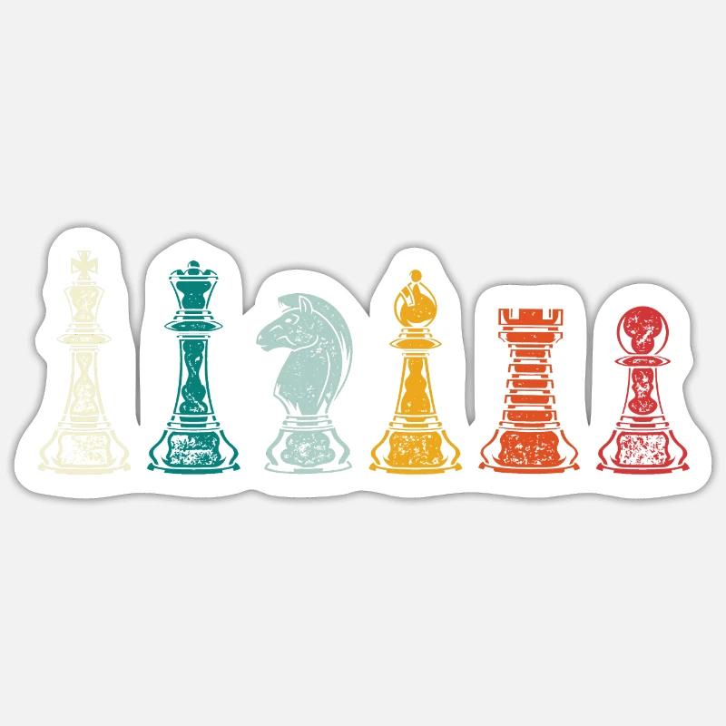Échecs rétro des pièces d'échecs - Sticker taille S (10 x 10 cm) - blanc mat