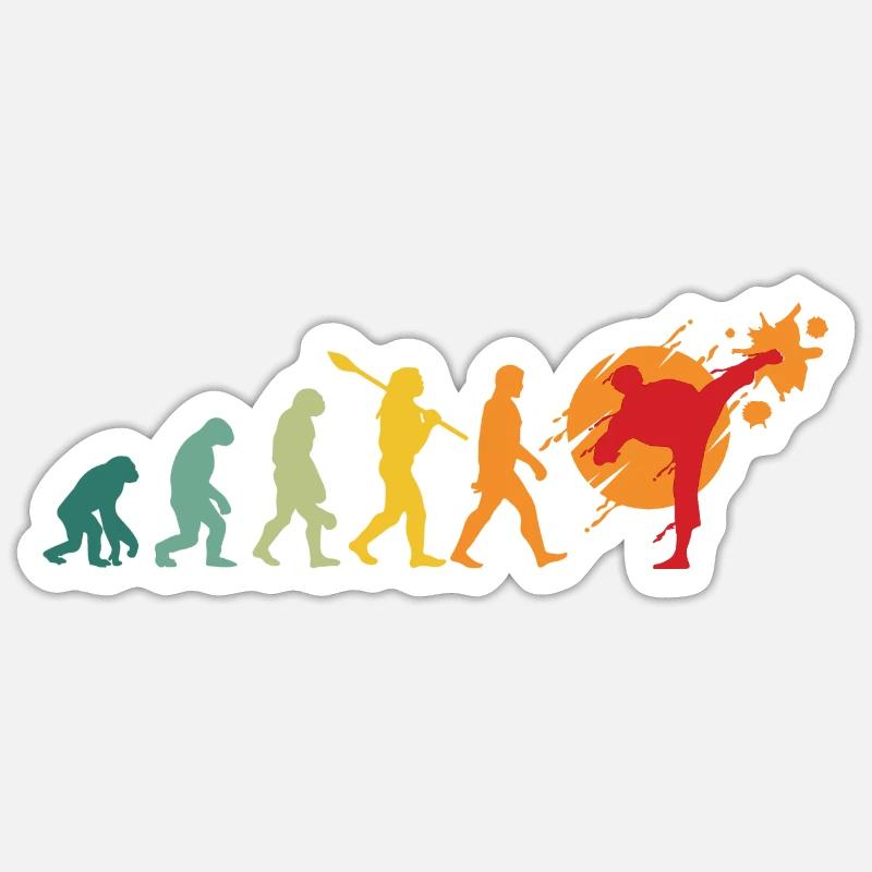Evolutionen MMA Entwicklung Mensch Affe Karate Sticker Größe S (10 x 10 cm)