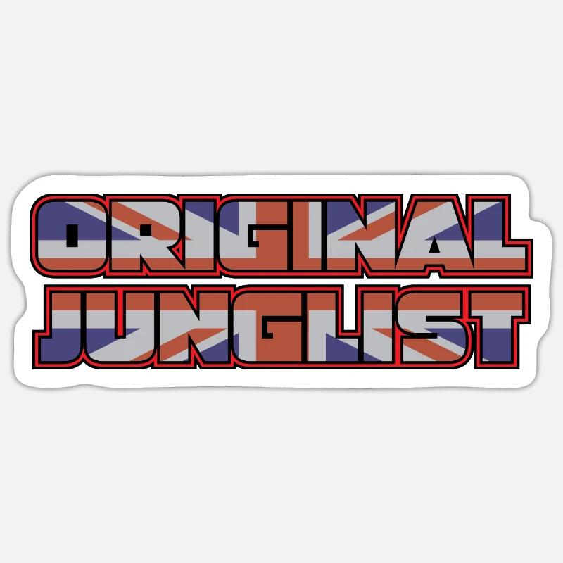 DNB | Original Junglist Union Jack - Sticker taille S (10 x 10 cm) - blanc mat