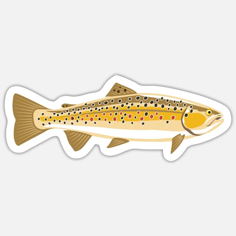 Bachforelle - Sticker Größe S (10 x 10 cm) - Mattweiß
