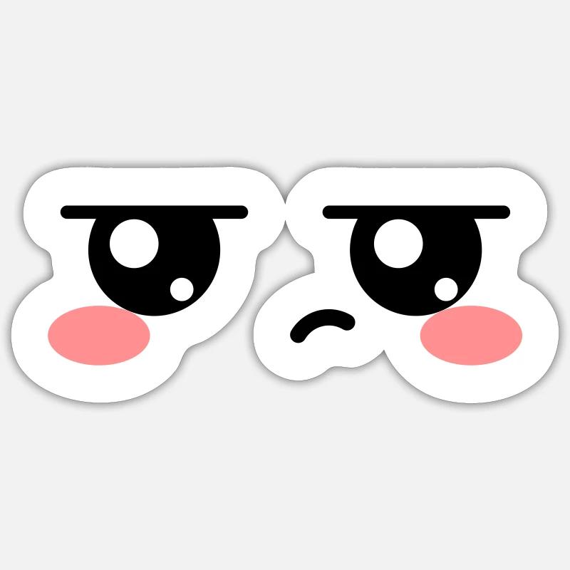 Yeux énervés Kawaii Mignon - Sticker taille S (10 x 10 cm) - blanc mat