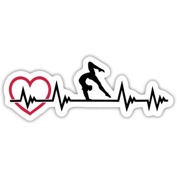 Gymnastique battement de cœur, gymnastique + ECG cardiaque - Sticker taille S (10 x 10 cm) - blanc mat - Devant