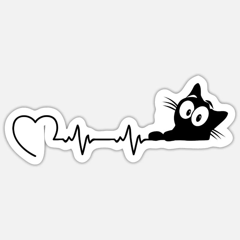 Chat ecg maïon oeil chat Chat Chat Sticker taille S (10 x 10 cm)