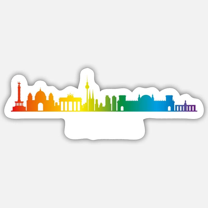 Skyline Berlin, LGBT - Sticker size S (10 x 10 cm) - white matte