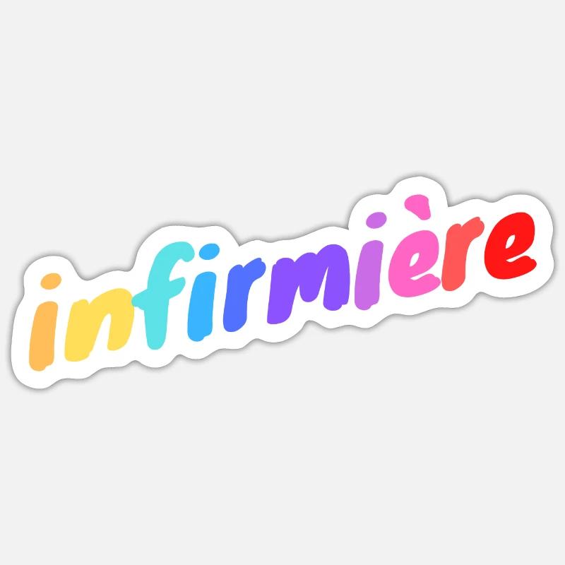 Infirmière (multicolore) - Sticker taille S (10 x 10 cm) - blanc mat