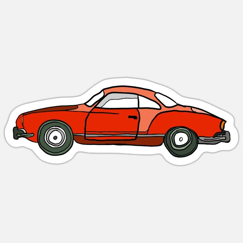 Roter Oldtimer Seitenansicht - Sticker Größe S (10 x 10 cm) - Mattweiß