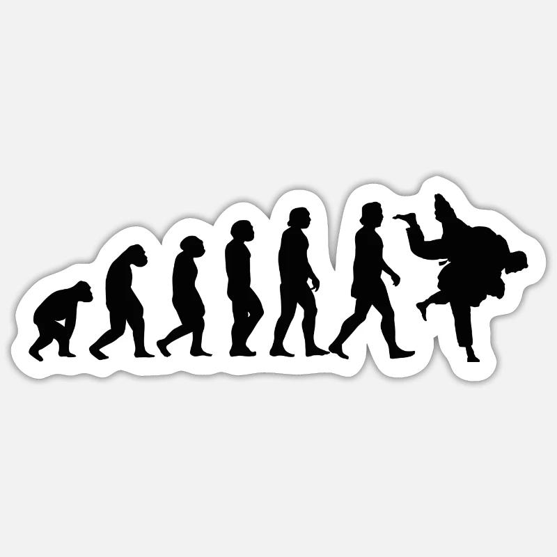 Evolution of Judo - Sticker Größe S (10 x 10 cm) - Mattweiß