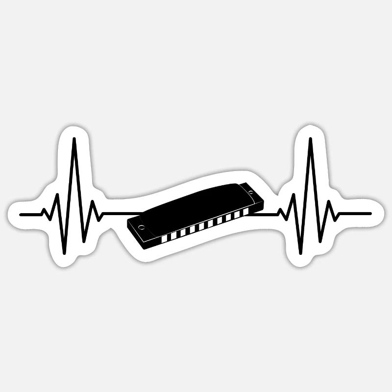 Harmonica Joueur d’harmonica - Sticker taille S (10 x 10 cm) - blanc mat