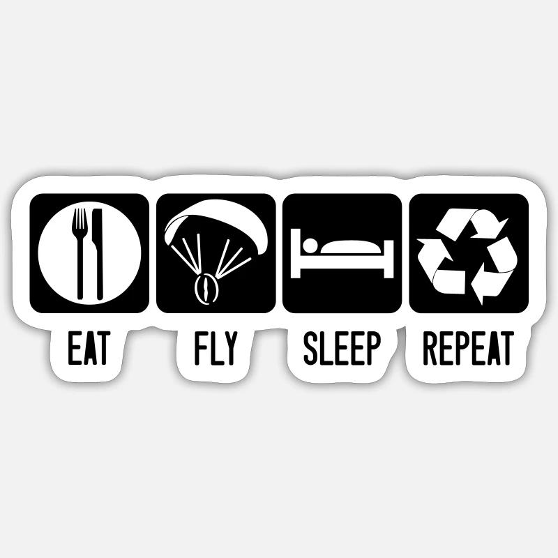 Paramoteur Eat Fly Sleep Repeat - Paramoteur Blanc Sticker taille S (10 x 10 cm)