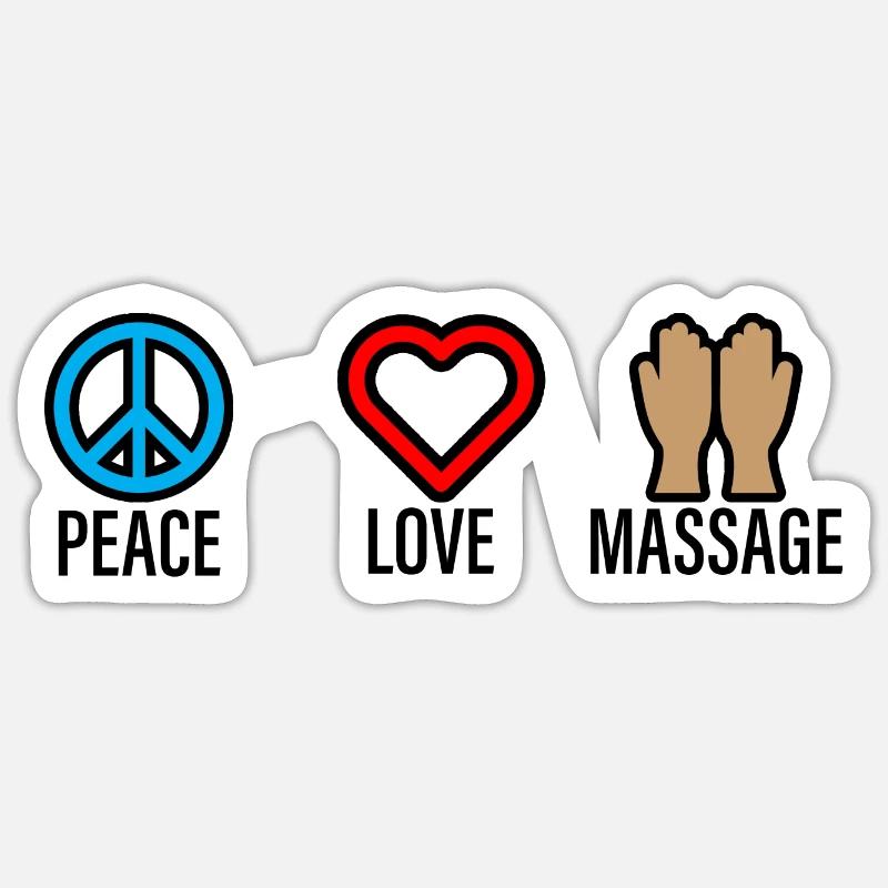 Massage Paix Amour 2 - Sticker taille S (10 x 10 cm) - blanc mat