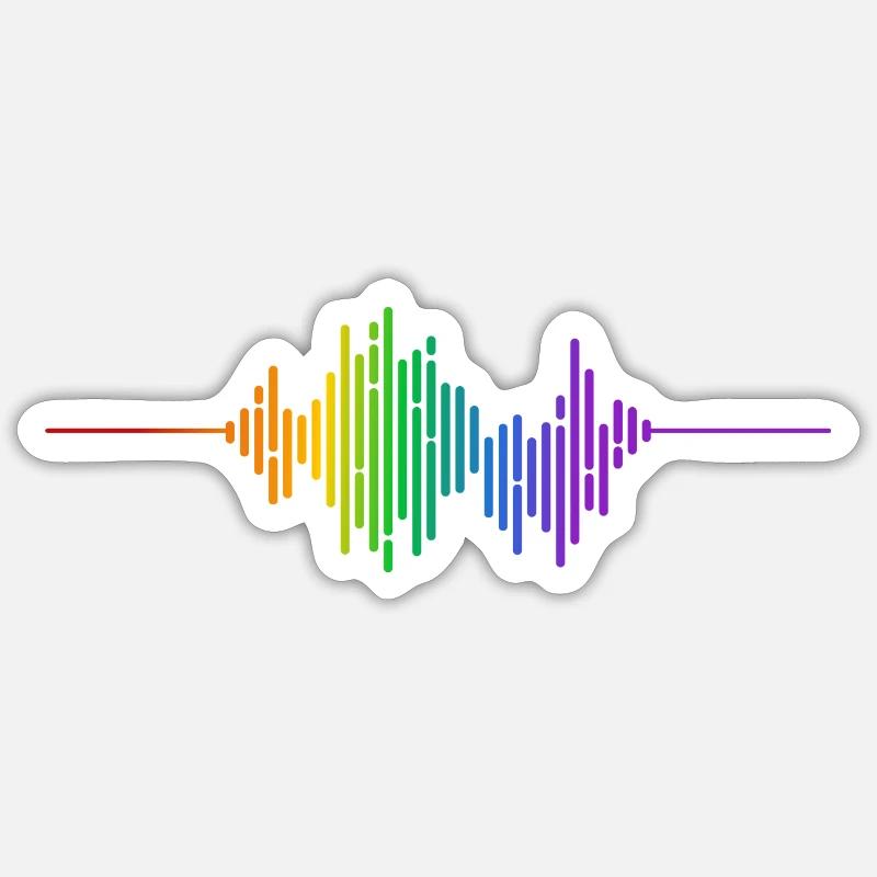 Rainbow sound wave - Sticker size S (10 x 10 cm) - white matte