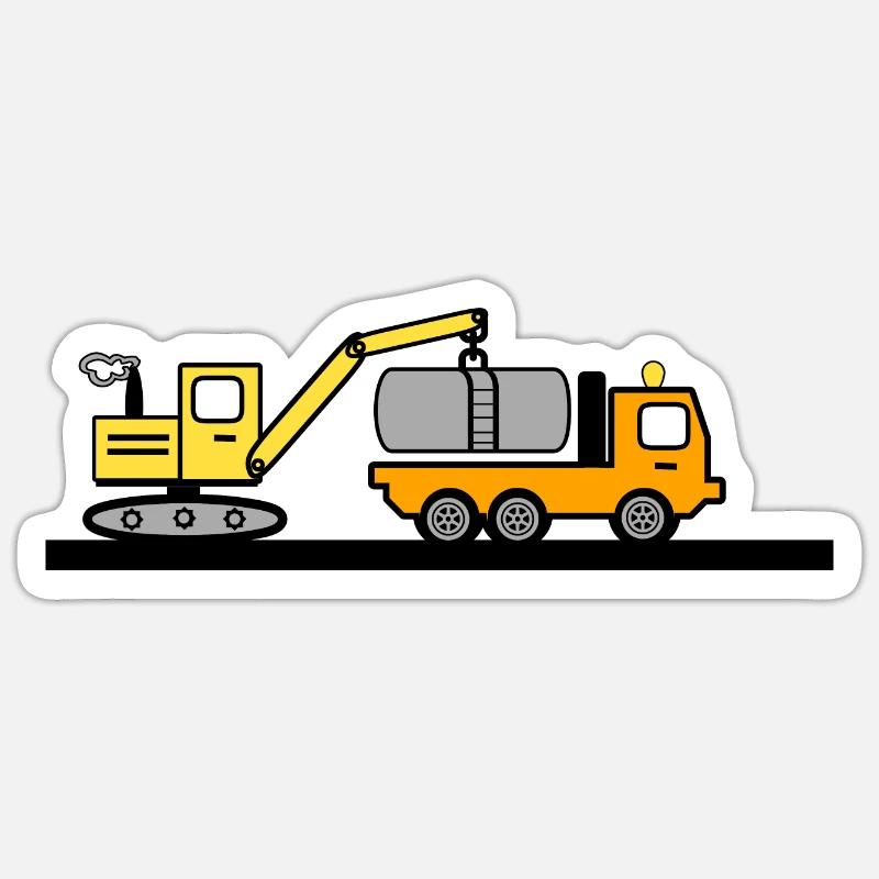 Bagger - Sticker Größe S (10 x 10 cm) - Mattweiß