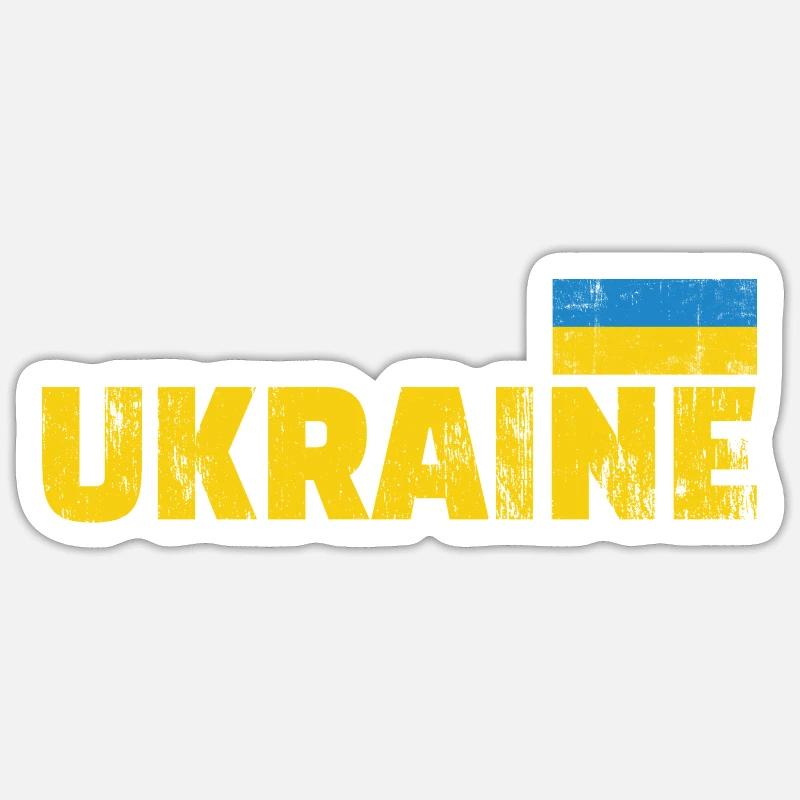 drapeau de l’Ukraine - Sticker taille S (10 x 10 cm) - blanc mat